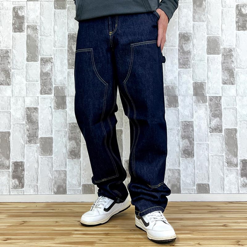 トップイズム TopIsm Carhartt カーハート WIP ワイドシルエット ダブルニーパンツ Double Knee Pant WIP I032699 デニムパンツ メンズ ブランド (5-ブルー(rinsed)) 5-ブルー(rinsed)