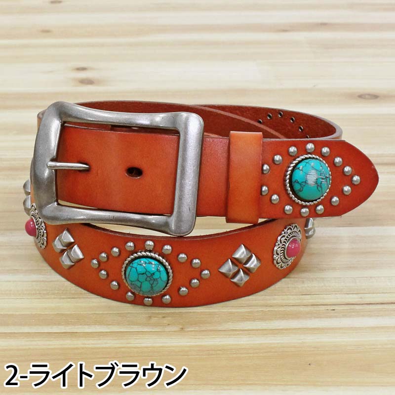 トップイズム TopIsm ベルト メンズ 本革 レザー ウエスタン スタッズベルト コンチョ 牛革 男女兼用 メンズベルト (1-ブラック) 1-ブラック