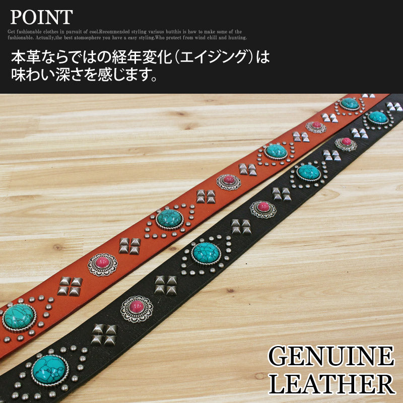 トップイズム TopIsm ベルト メンズ 本革 レザー ウエスタン スタッズベルト コンチョ 牛革 男女兼用 メンズベルト (1-ブラック) 1-ブラック
