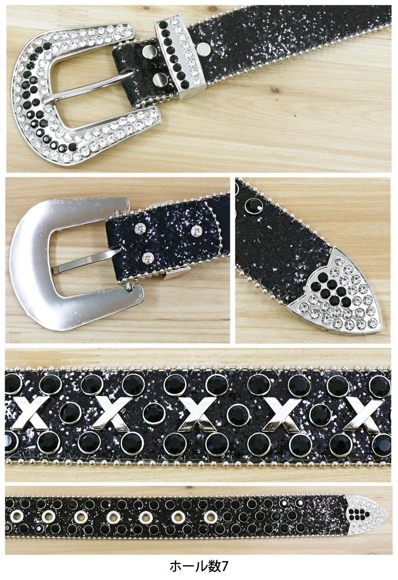 トップイズム TopIsm ベルト メンズ ラインストーン スタッズベルト 男女兼用 メンズベルト (1-ブラック) 1-ブラック