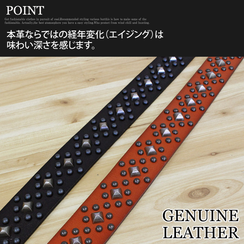 トップイズム TopIsm ベルト メンズ 本革 レザー ハードスタッズベルト 男女兼用 メンズベルト (2-ライトブラウン) 2-ライトブラウン