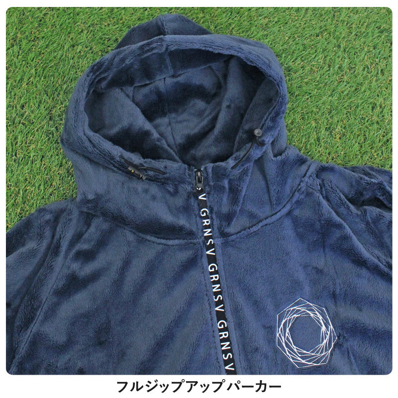 トップイズム TopIsm ゴルフウェア メンズ 上下セットアップ GIORNO SEVEN ジョルノセブン シャギーボアフリース フルジップパーカー トップス ゴルフパンツ ブランド おしゃれ 秋冬 (3-ネイビー) 3-ネイビー