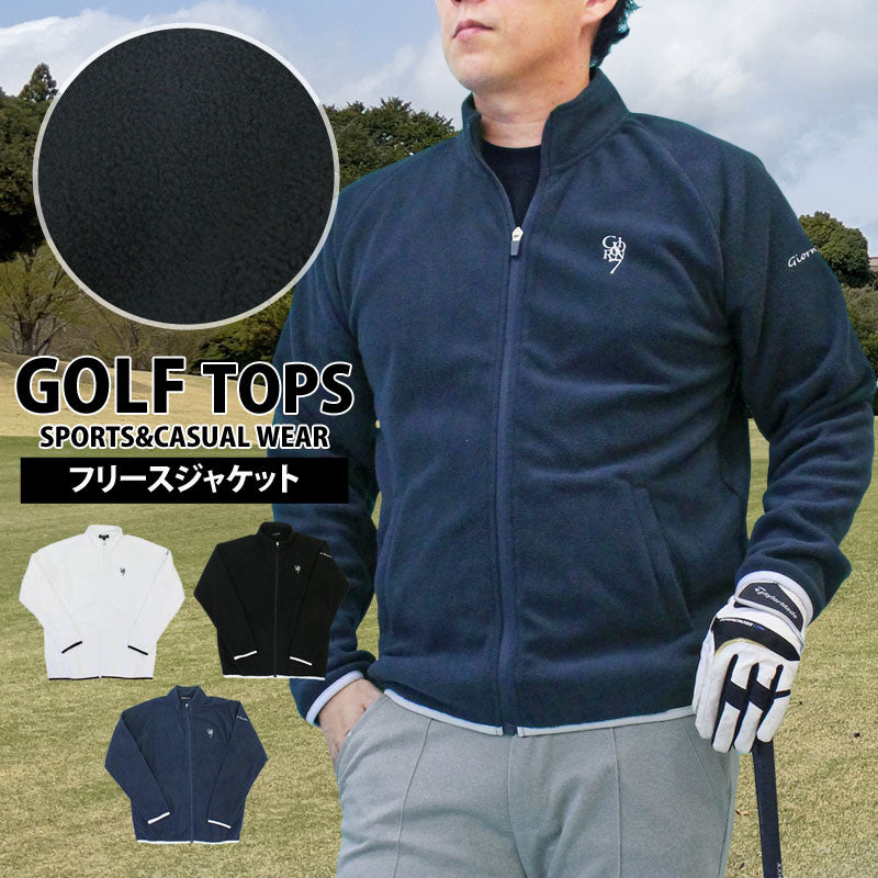 トップイズム TopIsm ゴルフウェア メンズ フリース GIORNO SEVEN ジョルノセブン フルジップアップ トップス ニット ロゴ 刺繍 おしゃれ ブランド 秋冬 (2-ブラック) 2-ブラック