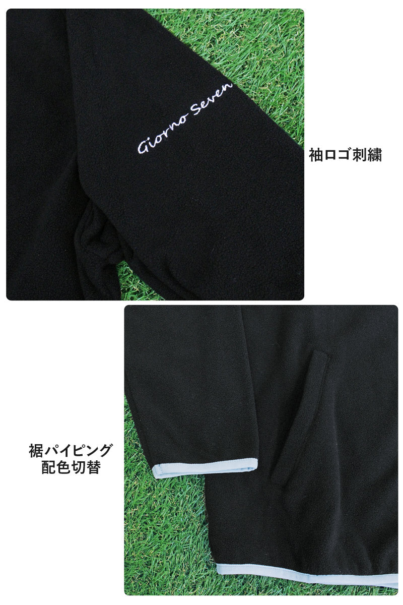 トップイズム TopIsm ゴルフウェア メンズ フリース GIORNO SEVEN ジョルノセブン フルジップアップ トップス ニット ロゴ 刺繍 おしゃれ ブランド 秋冬 (2-ブラック) 2-ブラック