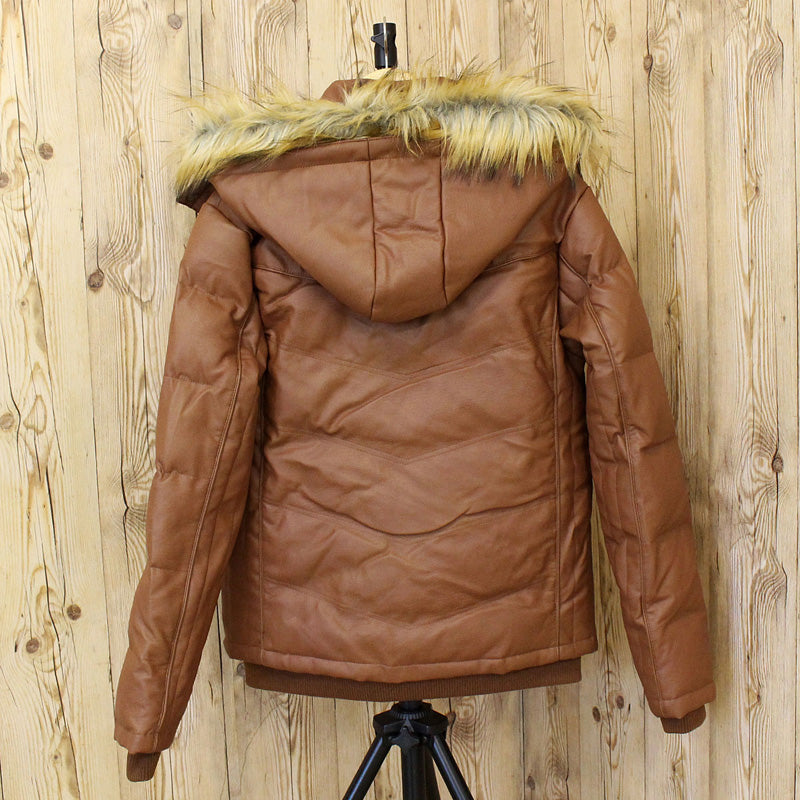 トップイズム TopIsm 撥水加工 フード&ファー脱着式 3WAY PU中綿ジャケット Wフロント Wzip ジャケット アウター ブルゾン (2-ダークブラウン) 2-ダークブラウン