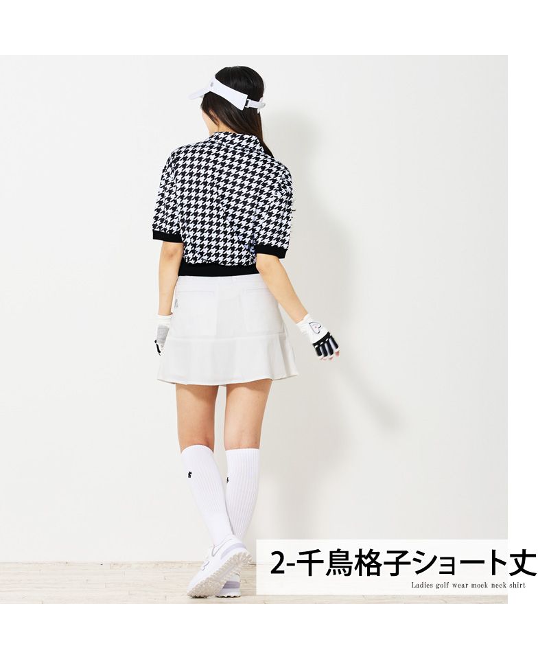 トップイズム TopIsm ゴルフウェア レディース gs GOLF ハーフジップ リブトップス ポロシャツ 半袖 ショート丈 柄 無地 おしゃれ かわいい 韓国系 春夏 (3-ホワイトショート丈) 3-ホワイトショート丈