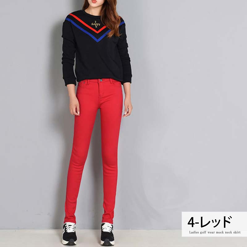 トップイズム TopIsm ゴルフパンツ レディース ゴルフウェア 裏起毛 ストレッチ 無地 おしゃれ カラースキニーパンツ 美脚 スリム 大人 かわいい 秋冬 防寒 小さいサイズ 大きいサイズあり