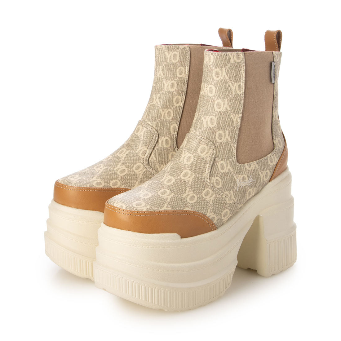 ヨースケ YOSUKE ウィメンズ厚底サイドゴアコンバットショートブーツ (BG/C) BG/C