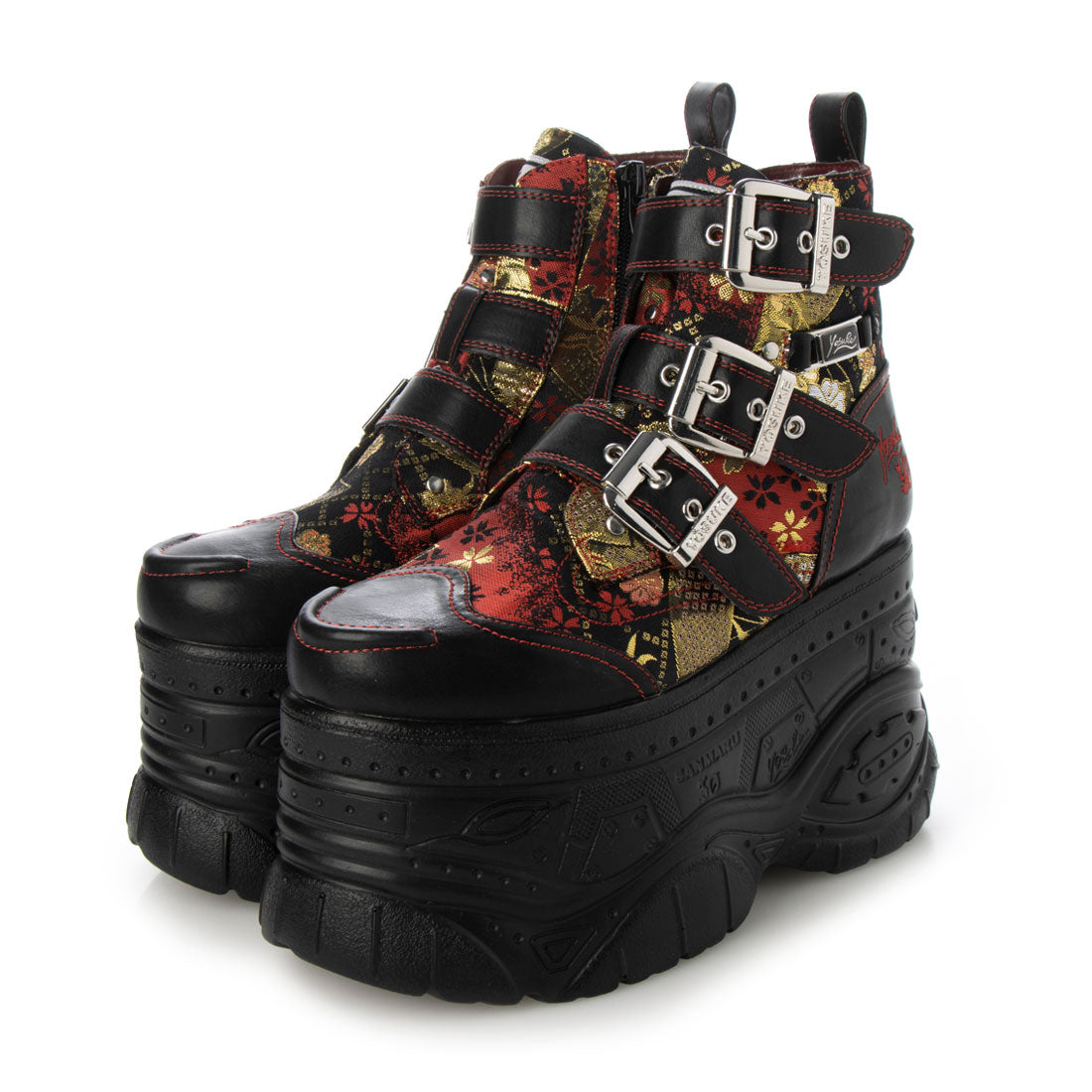 ヨースケ YOSUKE 【直営SHOP限定】厚底スニーカー (ブラックレッド)【和柄】 ブラックレッド