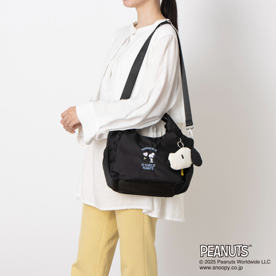 イザック Y'SACCS SNOOPYデザイン ギャザー2wayミニトート (ブラック) ブラック