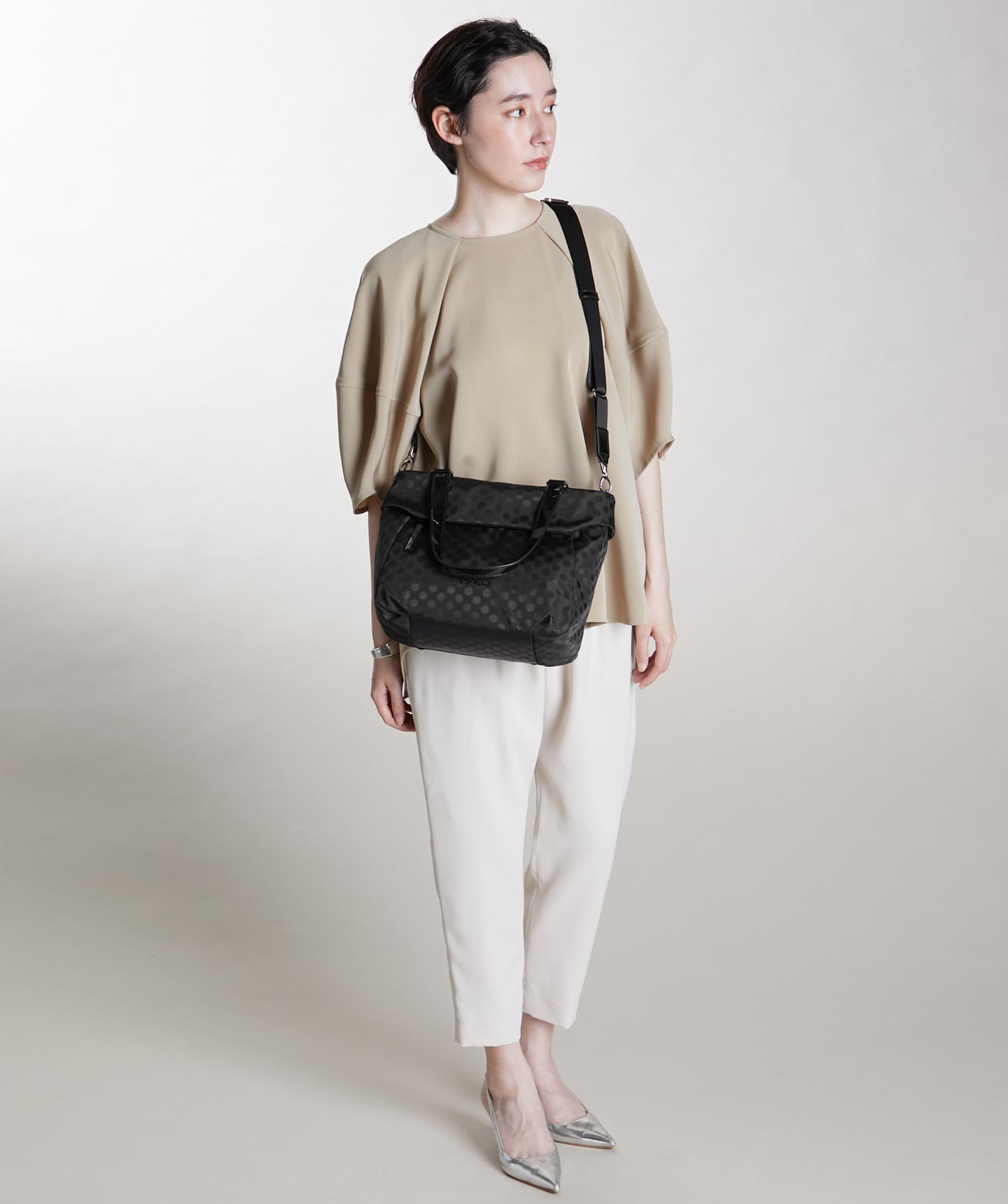 イザック YSACCS Polka Dots 口折れ2wayトート Sサイズ (ブラック) ブラック