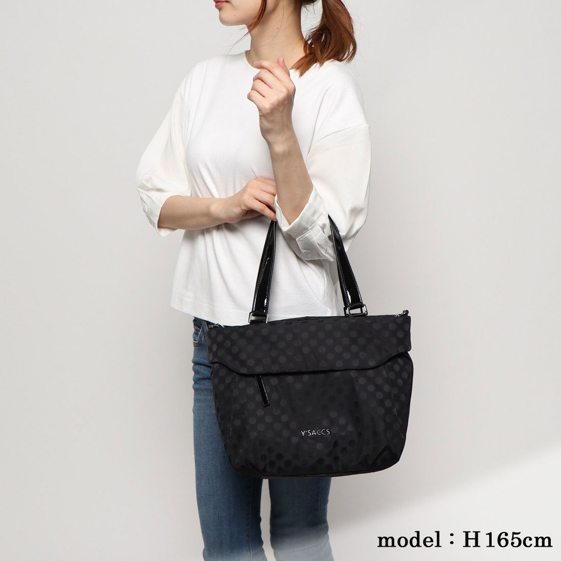 イザック YSACCS Polka Dots 口折れ2wayトート Sサイズ (ブラック) ブラック