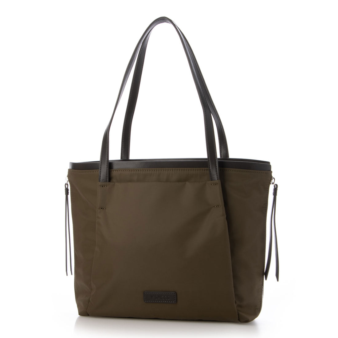 イザック Y'SACCS リサイクルナイロン×リサイクルレザー すっきりトート Sサイズ,カーキ