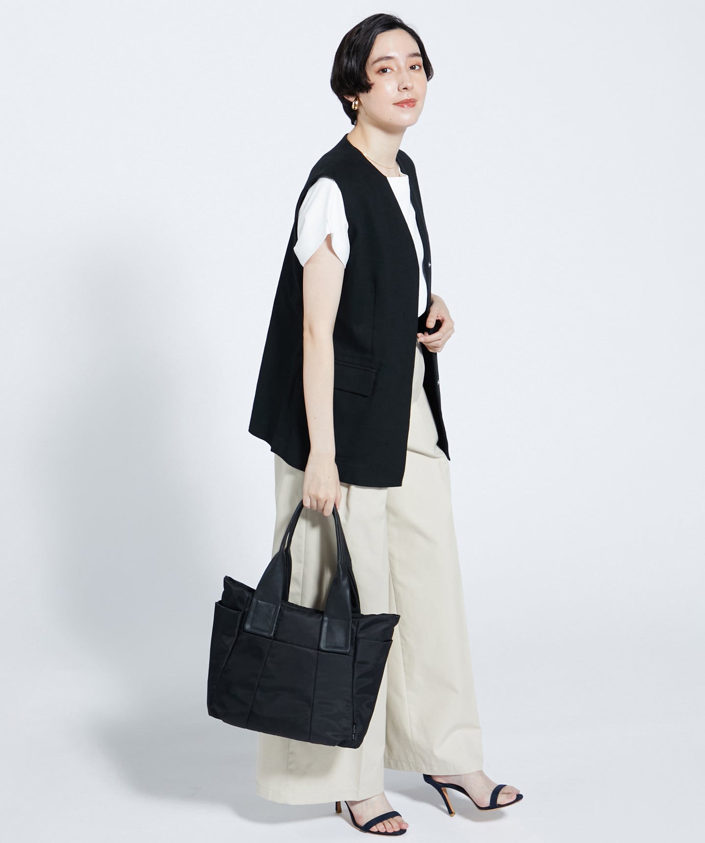 イザックヴーエ Y'SACCS vous et 【Y’SACCS vous et】ナイロンキリカエ2WAYトート Mサイズ,ブラック