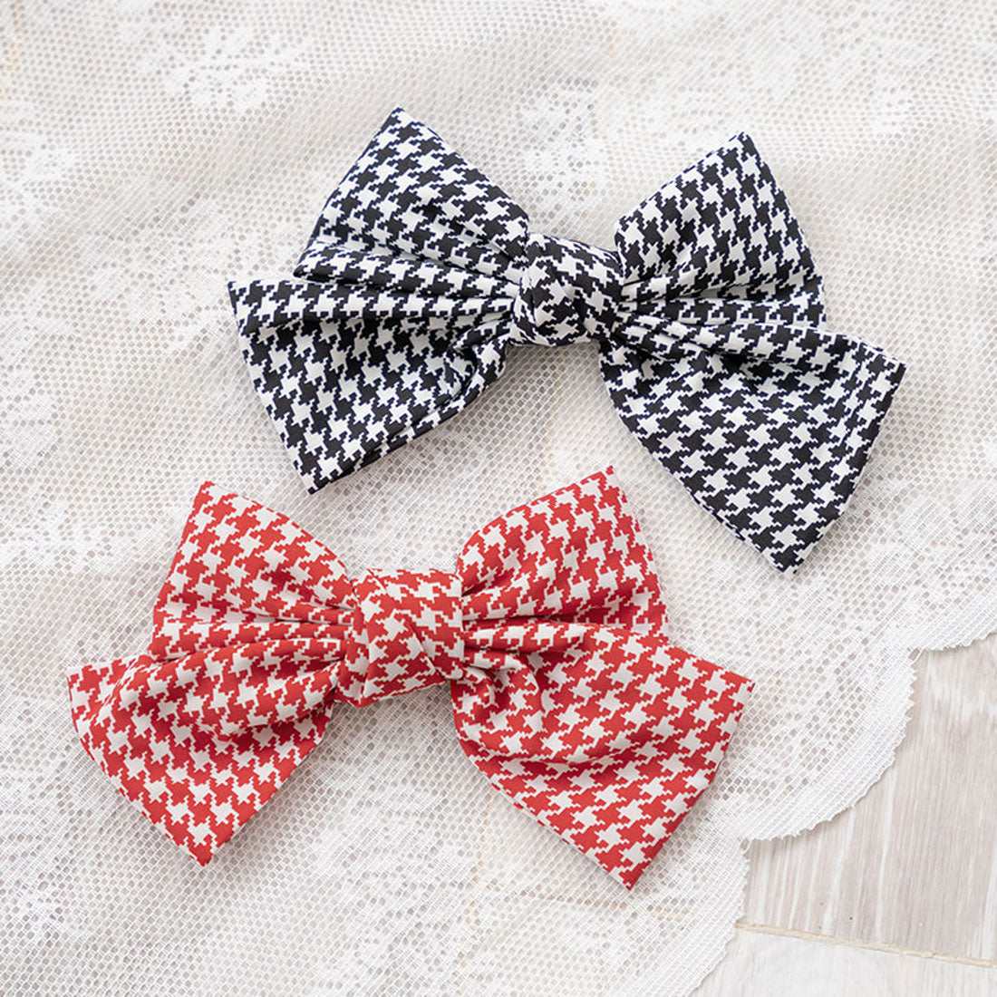 ユメテンボウ 夢展望 千鳥柄リボンバレッタ