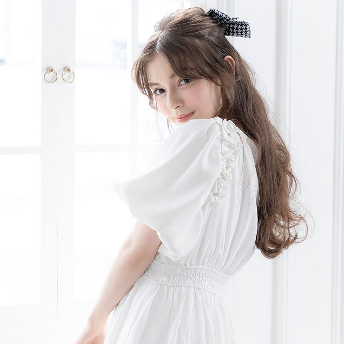 ユメテンボウ 夢展望 千鳥柄リボンバレッタ