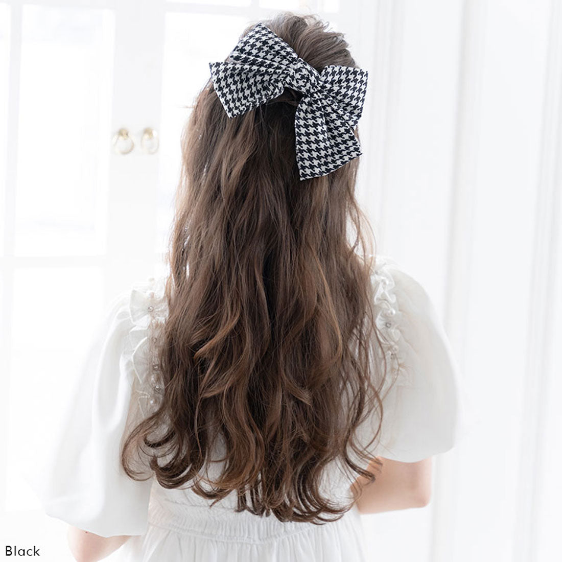 ユメテンボウ 夢展望 千鳥柄リボンバレッタ