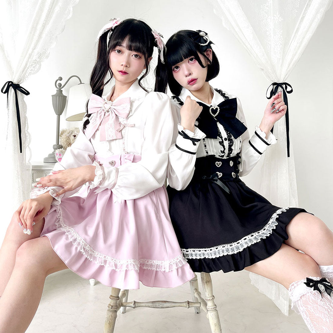 ユメテンボウ 夢展望 はしごレースリボンブラウス