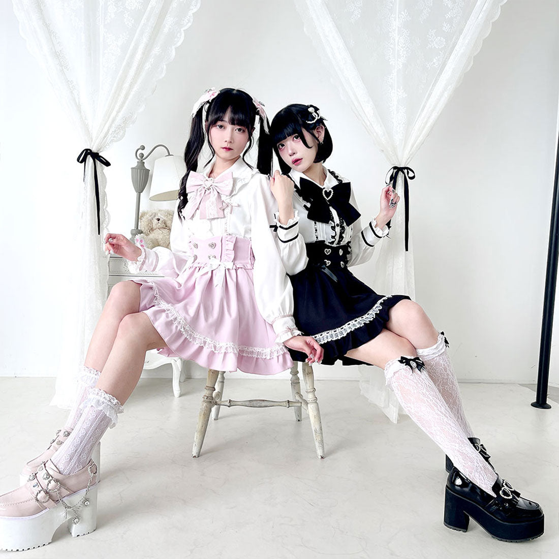 ユメテンボウ 夢展望 はしごレースリボンブラウス