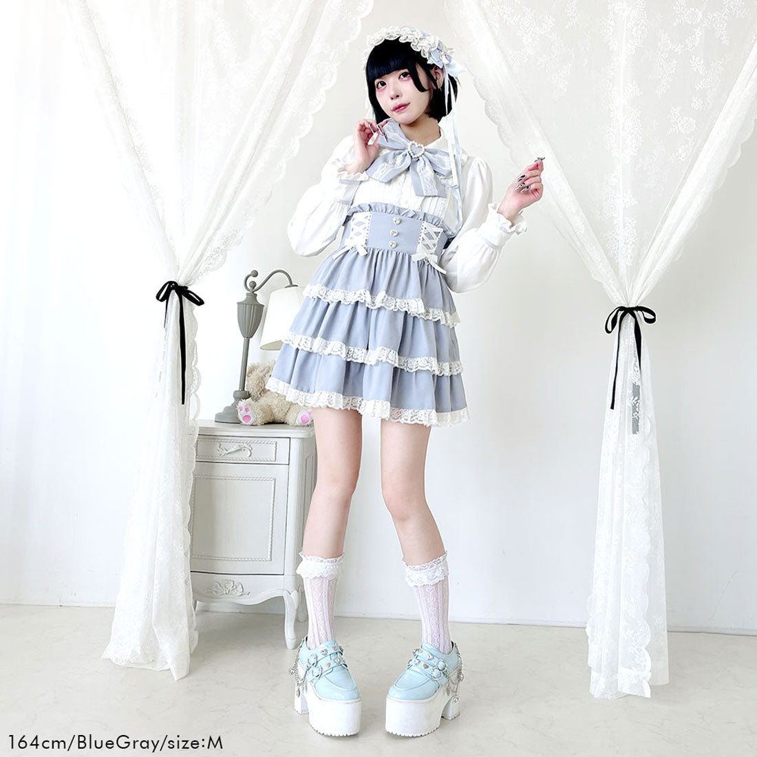 ユメテンボウ 夢展望 はしごレースリボンブラウス