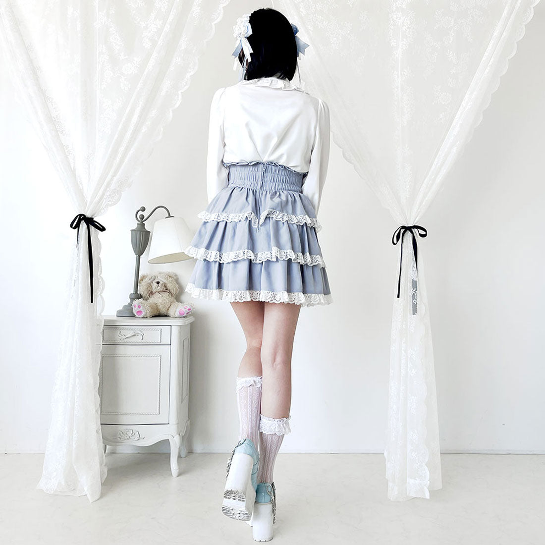 ユメテンボウ 夢展望 はしごレースリボンブラウス