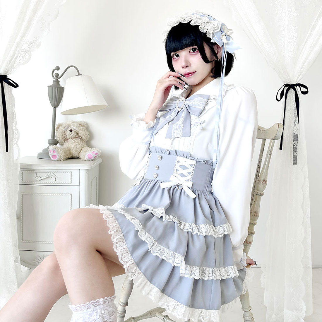 ユメテンボウ 夢展望 はしごレースリボンブラウス