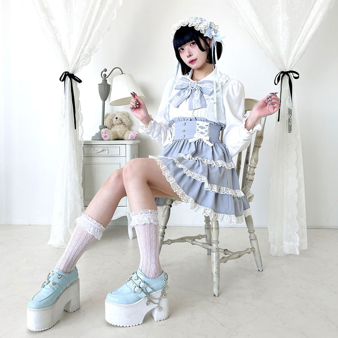 ユメテンボウ 夢展望 はしごレースリボンブラウス