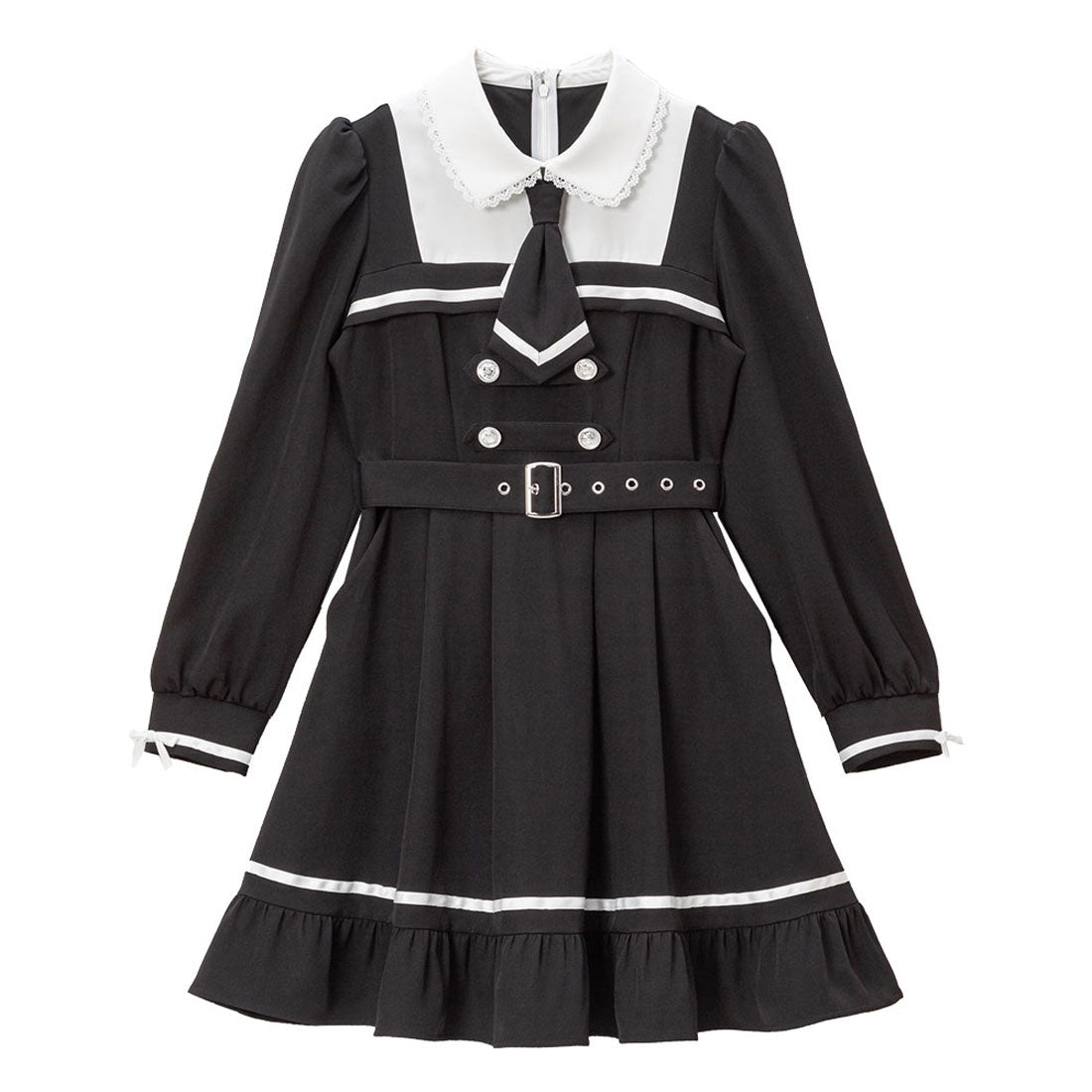 ユメテンボウ 夢展望 探偵ネクタイワンピース,膝上 ブラック