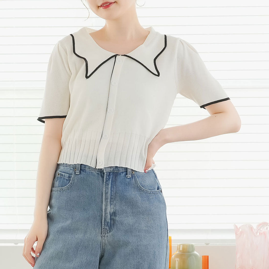 ユメテンボウ 夢展望 パフスリーブ半袖ニット