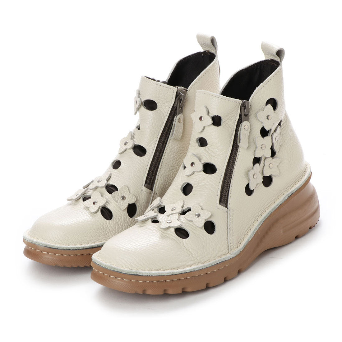 ユリコ マツモト yuriko matsumoto ショートブーツ 春ブーツ お花 厚底 本革 日本製 (IV) IV