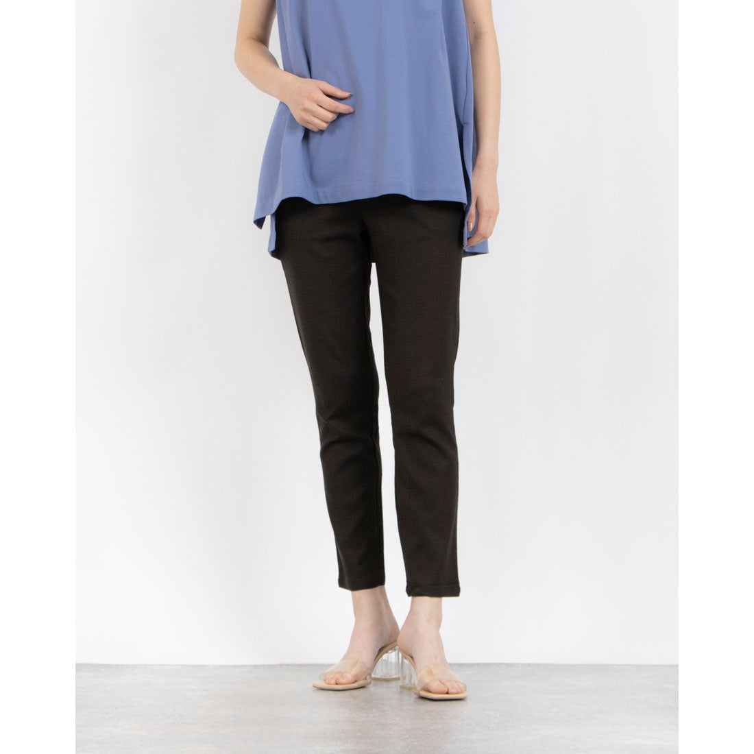 モトマチゼラール 元町ゼラール ストレッチリネンサブリナパンツ (ブラック) ブラック