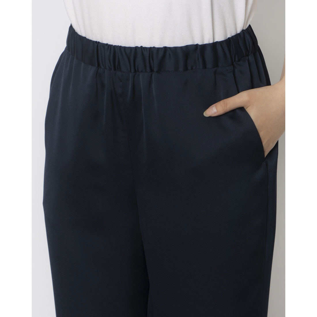 モトマチゼラール 元町ゼラール サテンイージーパンツ (ネイビー) ネイビー