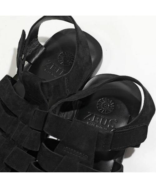 ZEUS サンダル 23009 バックストラップ レザー (CAMOSCIO-NERO/ブラック) CAMOSCIO-NERO/ブラック