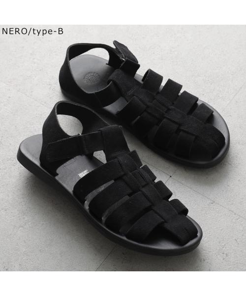 ZEUS サンダル 23009 バックストラップ レザー (CAMOSCIO-NERO/ブラック) CAMOSCIO-NERO/ブラック