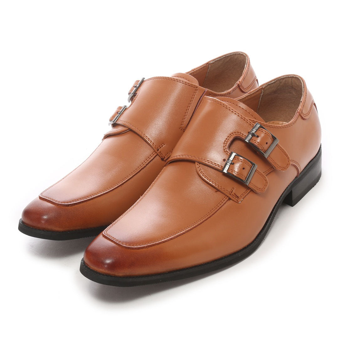 ジンク ZINC 本革ダブルモンクビジネスシューズ /5855,ライトブラウン