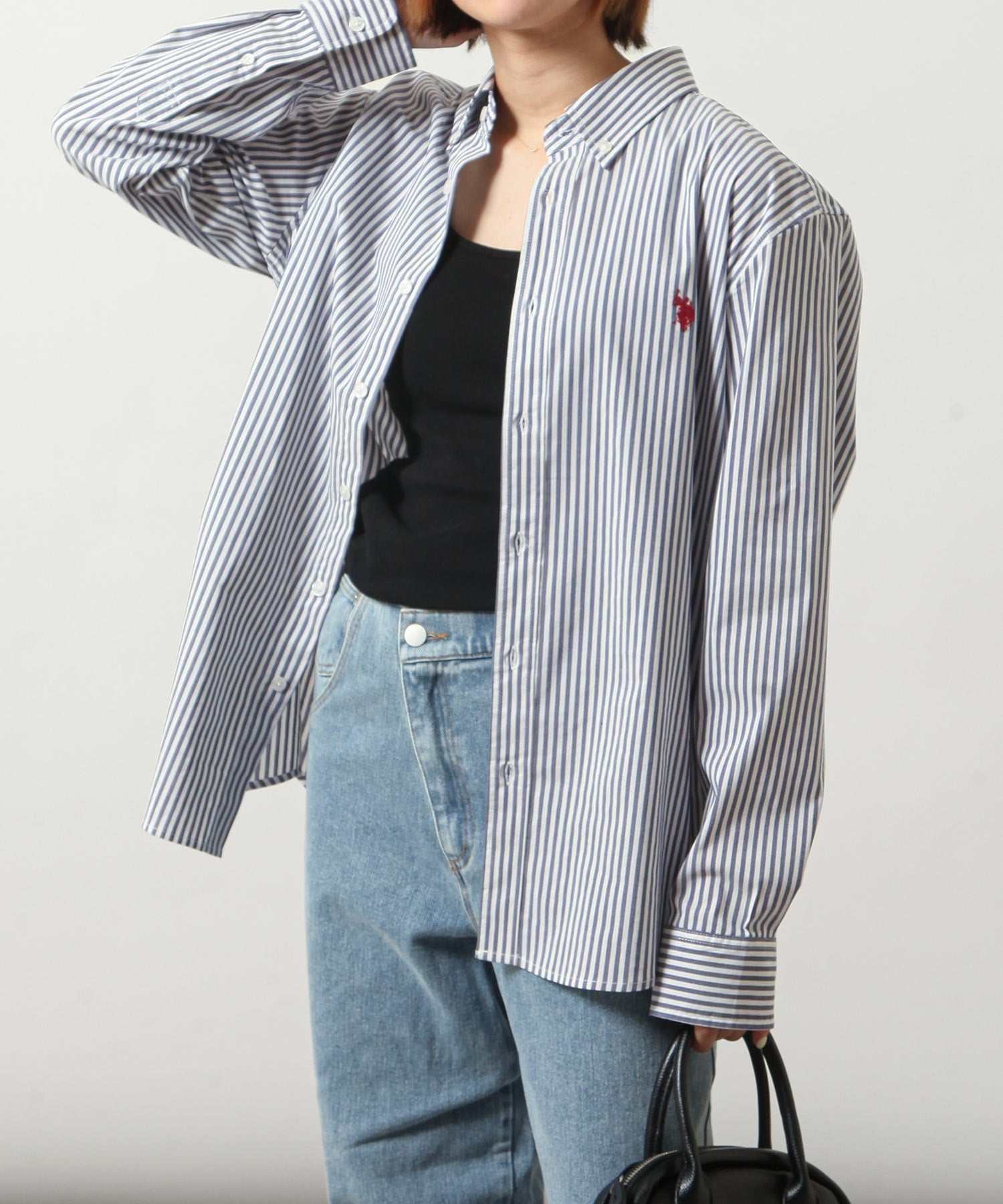 ジップファイブ ZIP FIVE U.S.POLOASSN オックスフォードシャツ,61NAVY×10WHITE