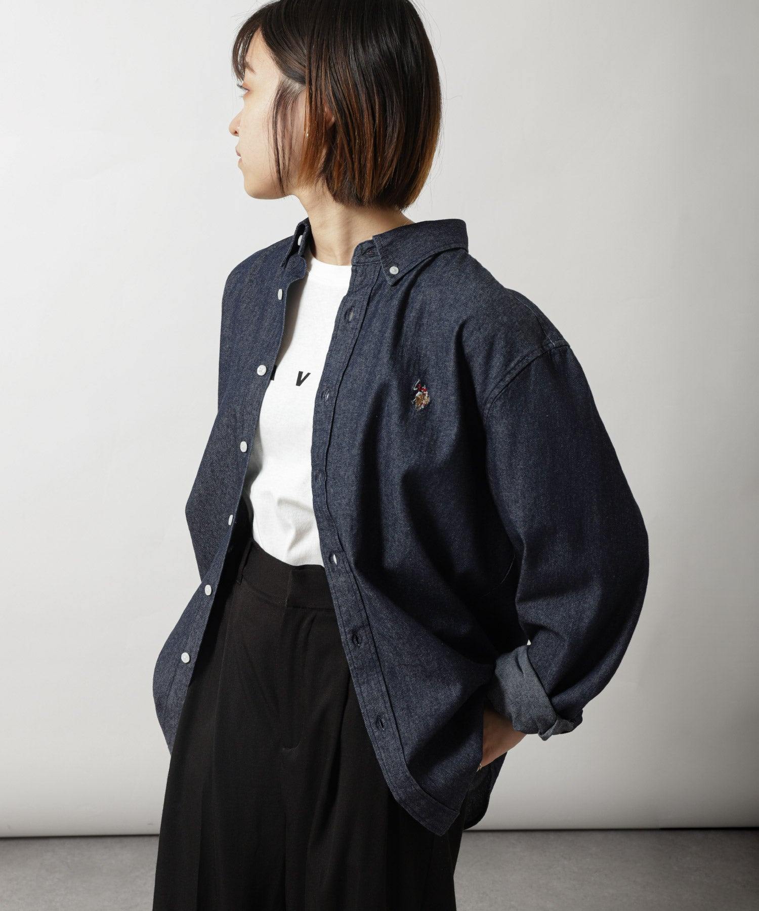 ジップファイブ ZIP FIVE U.S.POLOASSN オックスフォードシャツ,64INDIGO