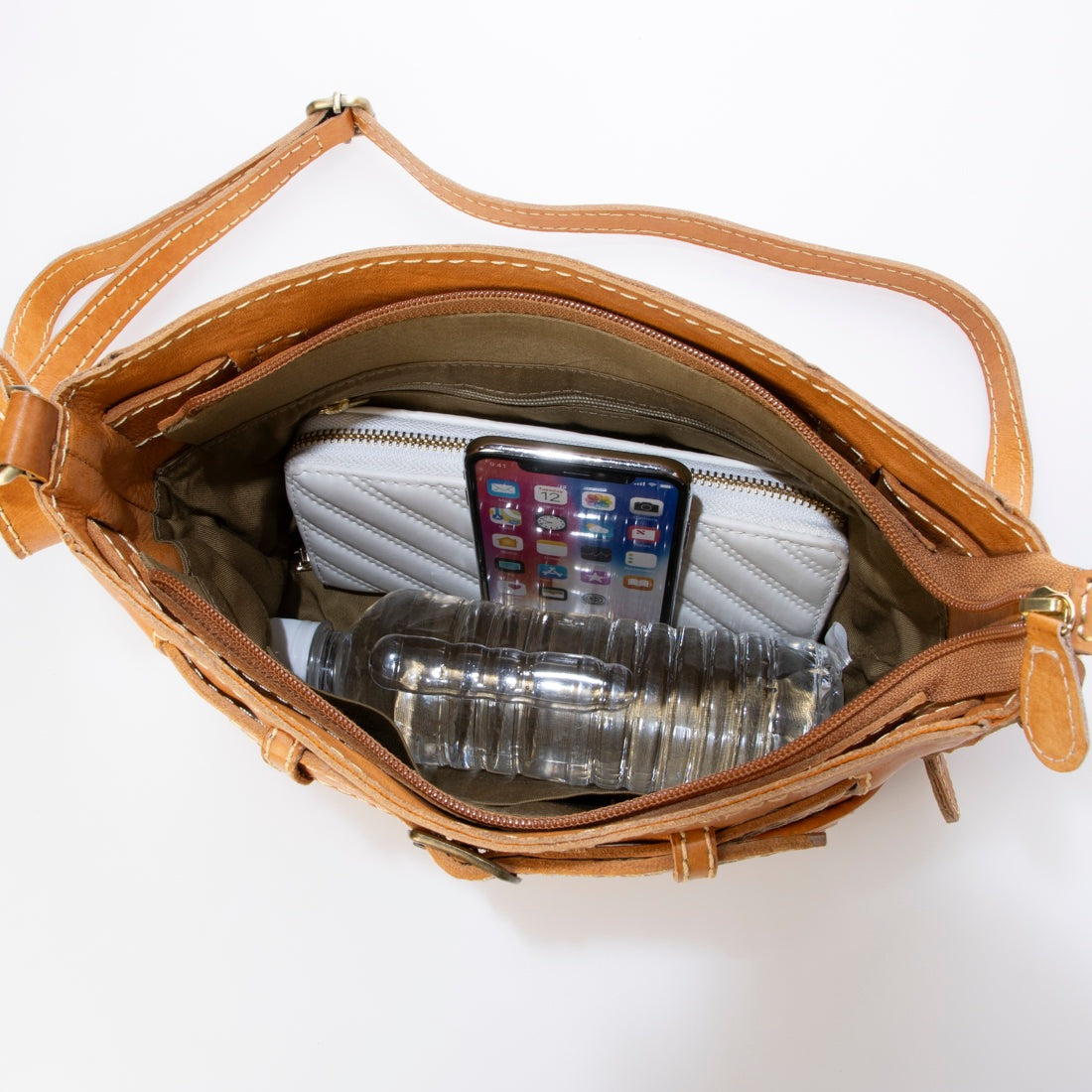 ズッケロ zucchero ベルトデザインレザーメッシュショルダー (BROWN) BROWN