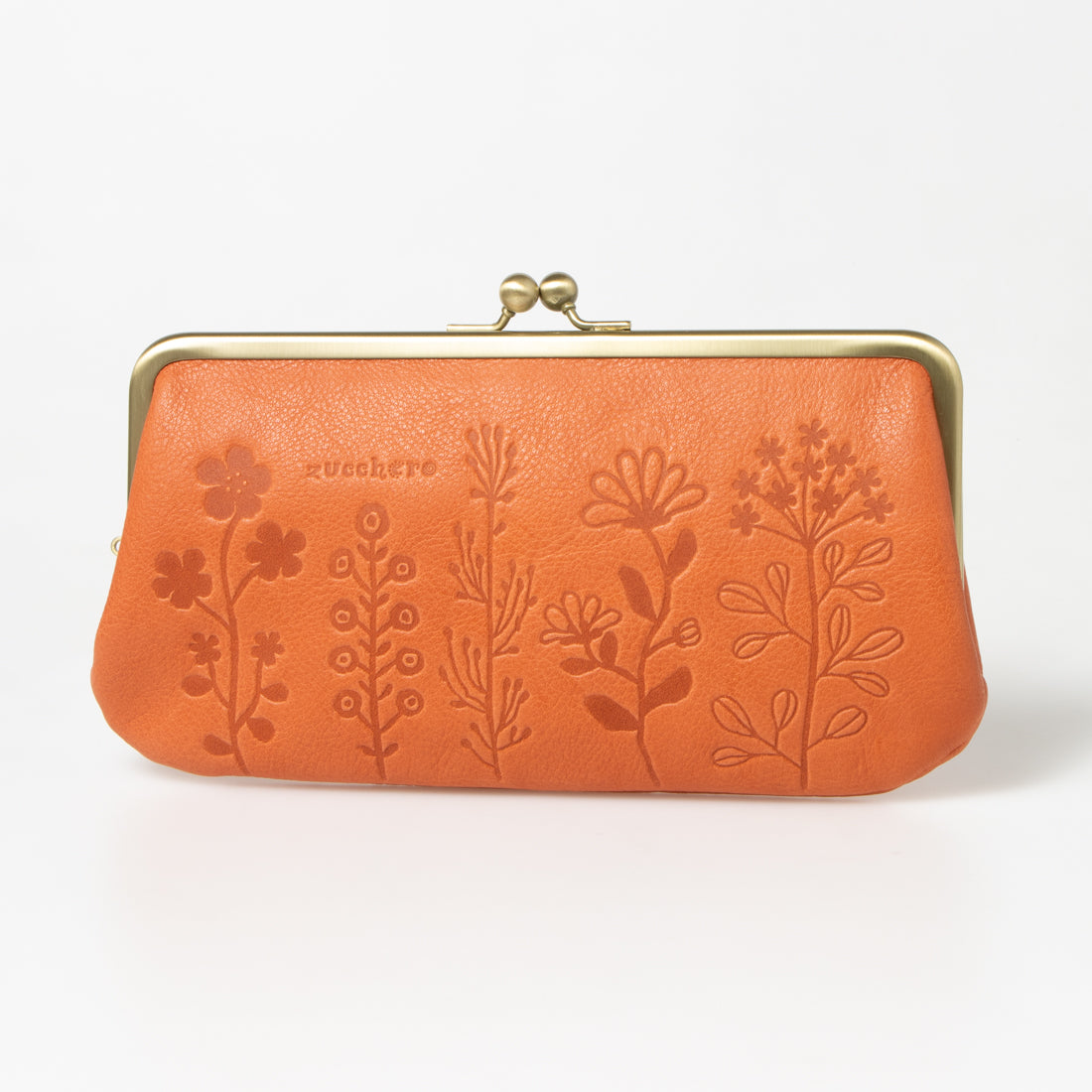 Zucchero zucchero zucchero/Zucchero Oil Shrink Leather Japanese Made Clasp Purse Long Wallet Embossed with Floral Pattern