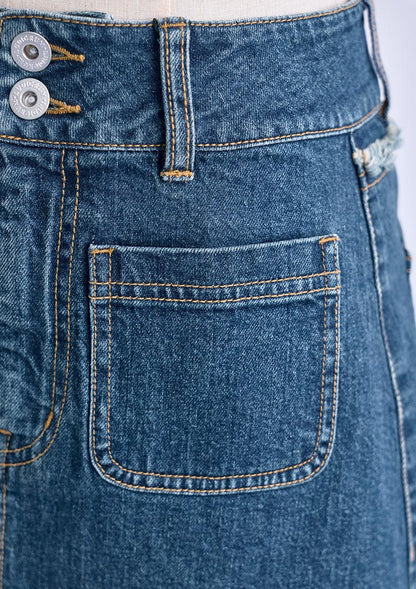 LD Back fringe denim skirt