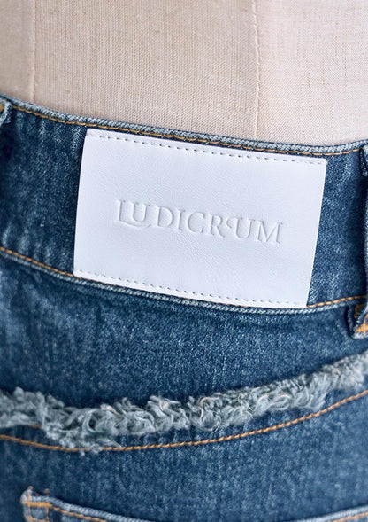 LD Back fringe denim skirt