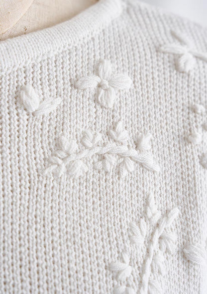 Botanical embroidery knit