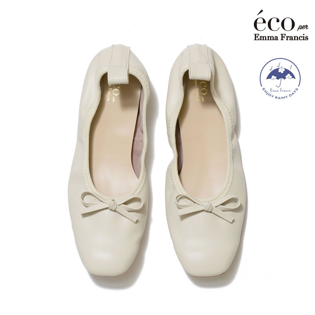 【24SS】エマ フランシス Emma Francis フラット バレエシューズ,アイボリー アップルレザー