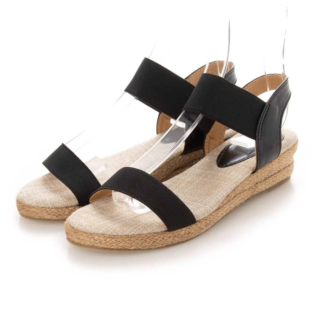 メヌエ Menue ローヒールウェッジゴムサンダル,1020ブラックpu