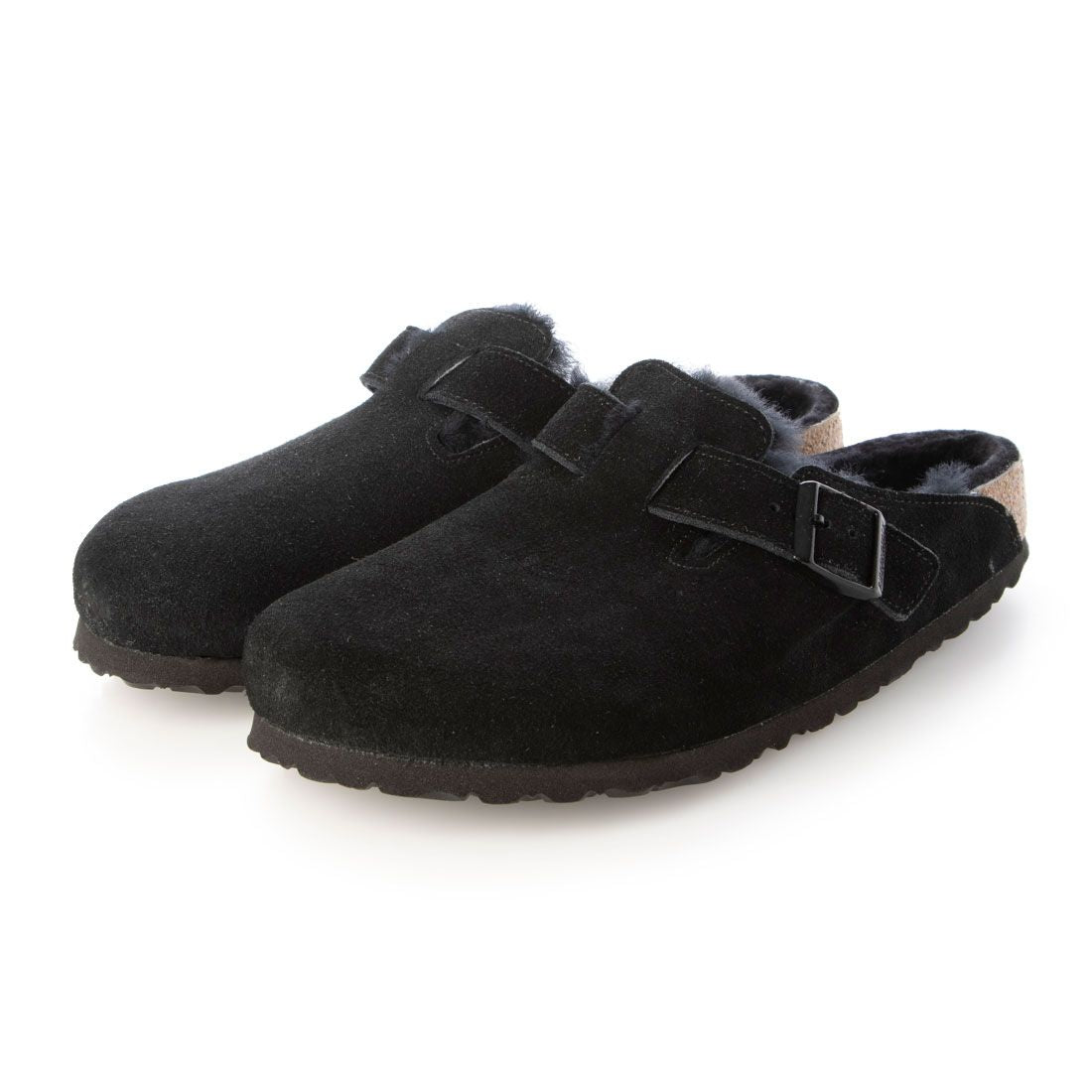 ビルケンシュトック BIRKENSTOCK Boston Shearling Suede 【ナロー幅】 ユニセックス,ブラック