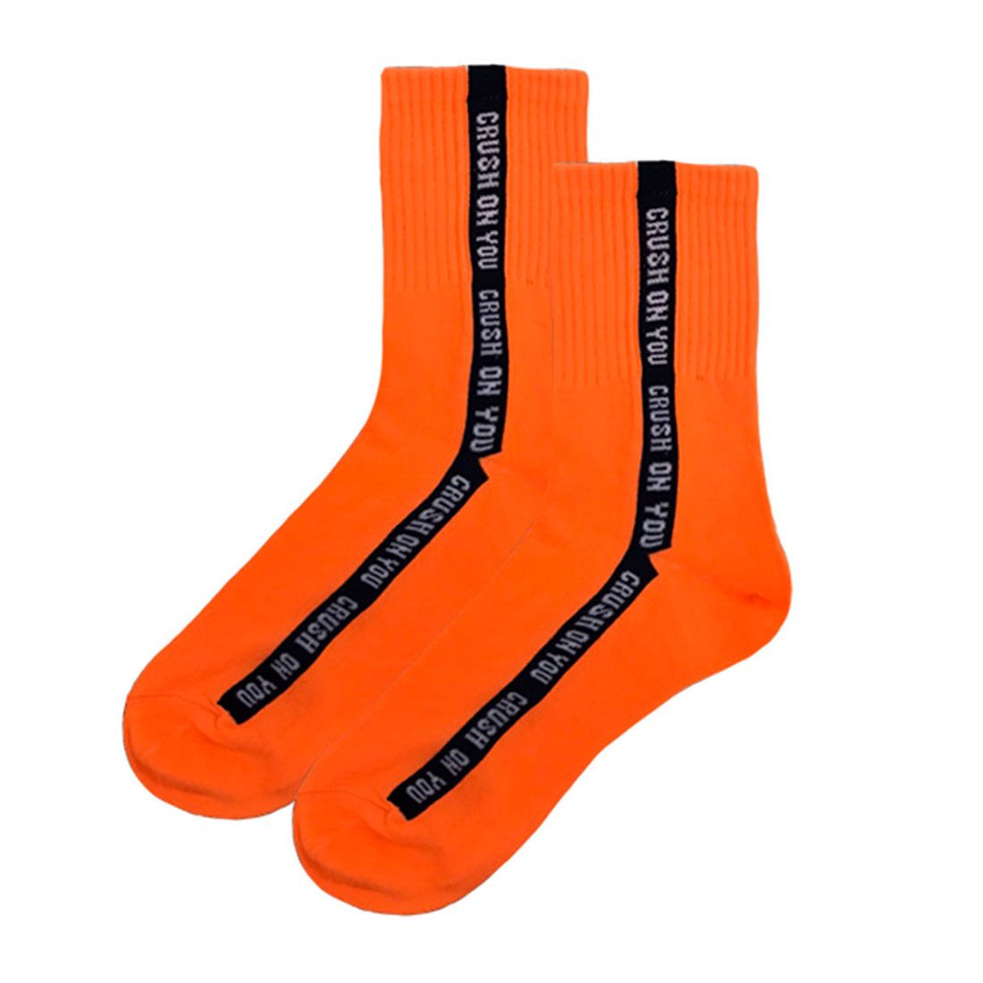 ユメテンボウ 夢展望 ラインアクセントネオンカラーソックス,オレンジ