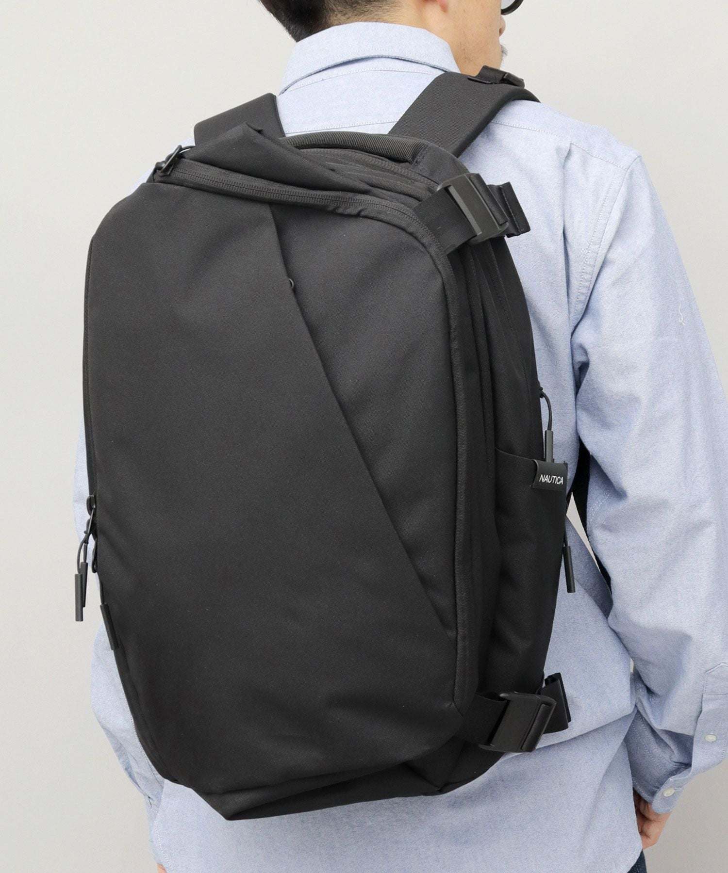 NAUTICA ブラック リュック NAUTICA Backpack Business Backpack Men's Black Simple Water-Repellent
