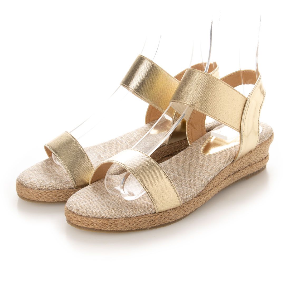 メヌエ Menue ローヒールウェッジゴムサンダル,1122ゴールドpu