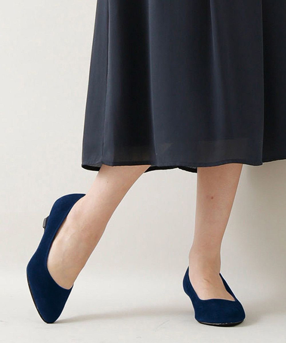 ラナン RANAN 幅広ゆったりアーモンドトゥウェッジパンプス,NE