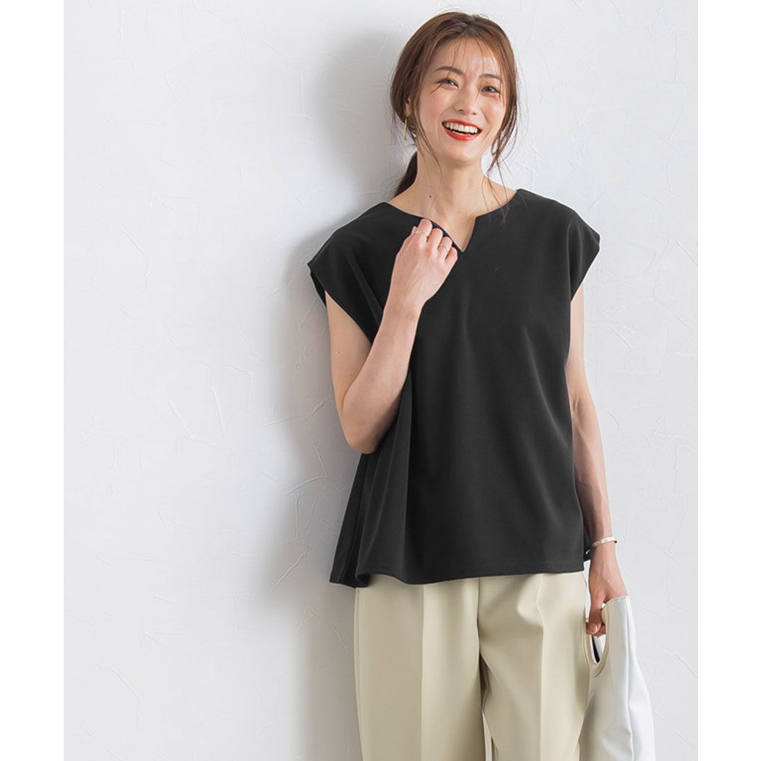 マーベラス バイ ピエロ marvelous by Pierrot ショルダータックフレンチTブラウス,ブラック